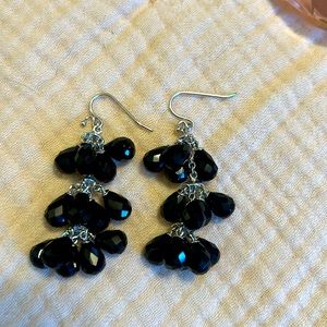 Gorgeous Vintage Black Chandelier Earrings 3 Tier Hanging dangle earrings